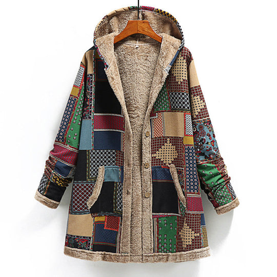 AMBER™ | Cozy Patchwork Hooded Jacket