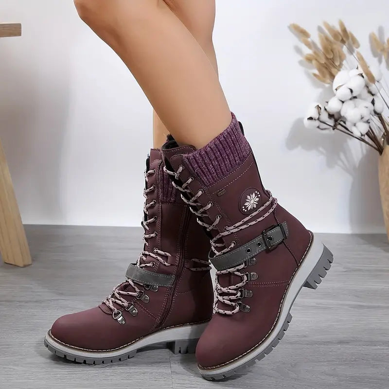 NALANI™ | Trendy Buckle Knit Winter Boots