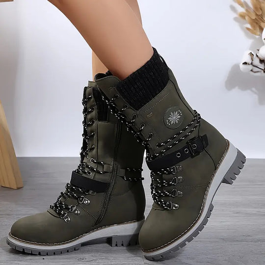 NALANI™ | Trendy Buckle Knit Winter Boots