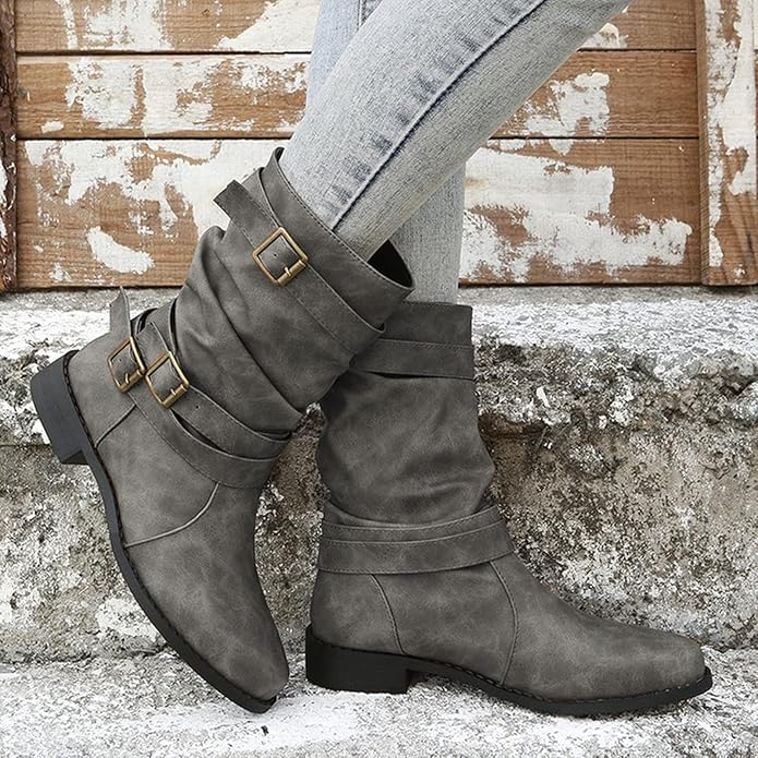 CALISTA™ | Stylish Buckle Mid-Calf Boots