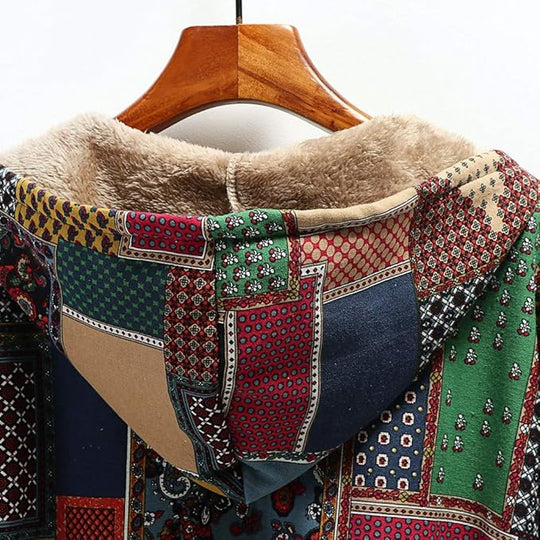 AMBER™ | Cozy Patchwork Hooded Jacket