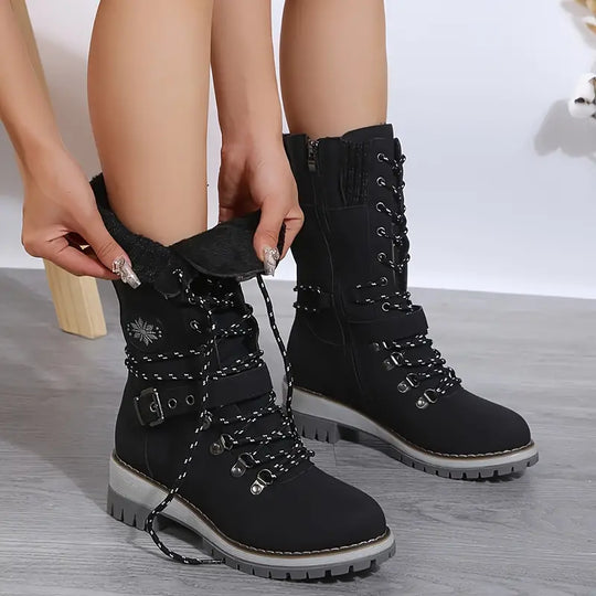 NALANI™ | Trendy Buckle Knit Winter Boots