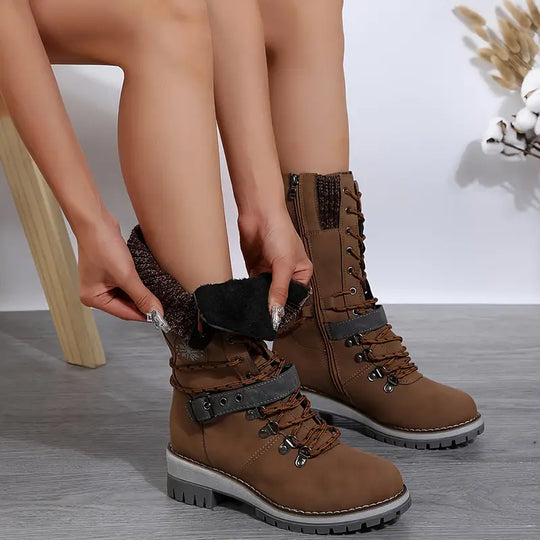 NALANI™ | Trendy Buckle Knit Winter Boots