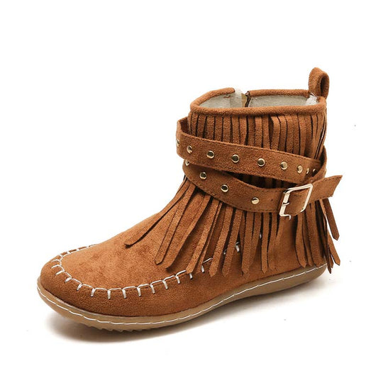 SASKA™ | Boho Fringe Ankle Boots