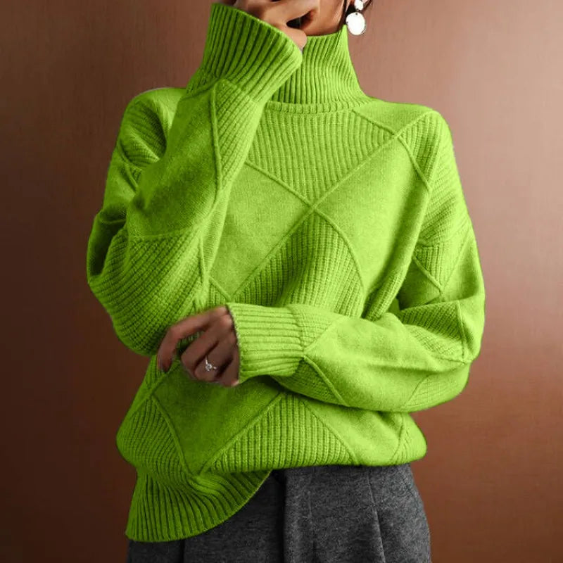 AVIVA™ | Luxe Knit Patchwork Turtleneck