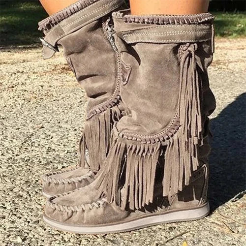 AYITA™ | Tassel Fringe Mid-Calf Boots