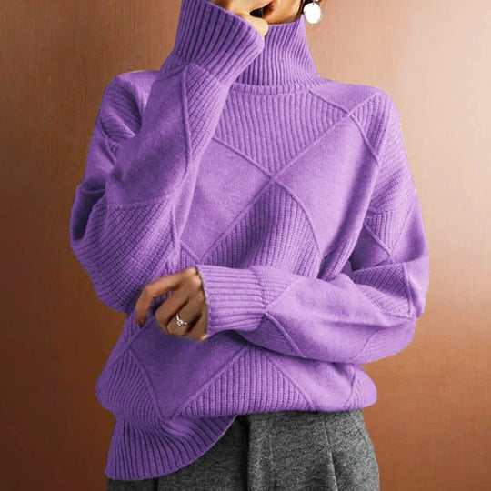 AVIVA™ | Luxe Knit Patchwork Turtleneck