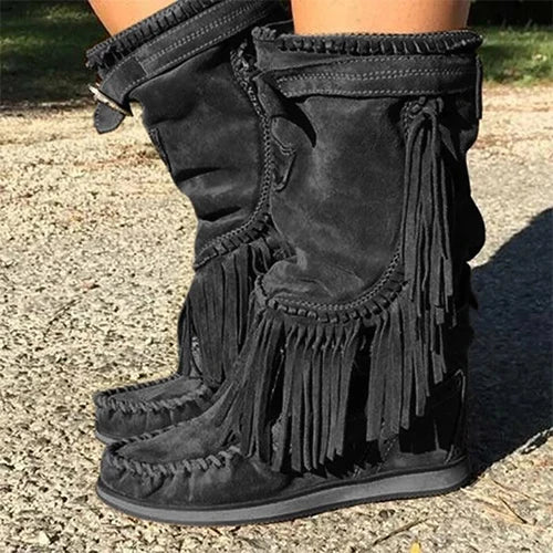 AYITA™ | Tassel Fringe Mid-Calf Boots