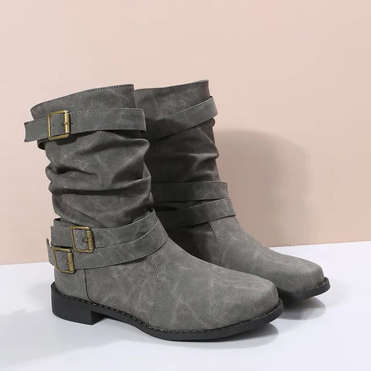 CALISTA™ | Stylish Buckle Mid-Calf Boots