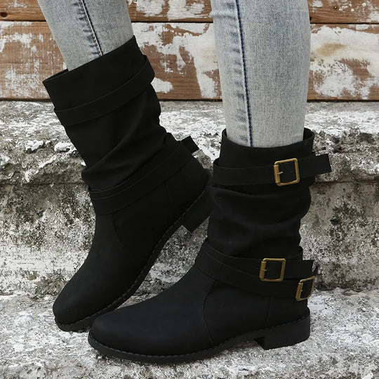 CALISTA™ | Stylish Buckle Mid-Calf Boots