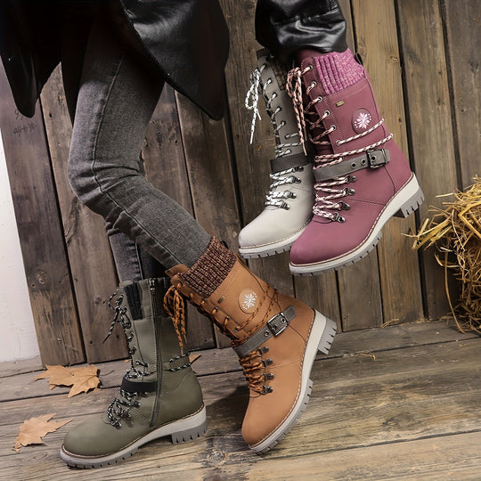 NALANI™ | Trendy Buckle Knit Winter Boots