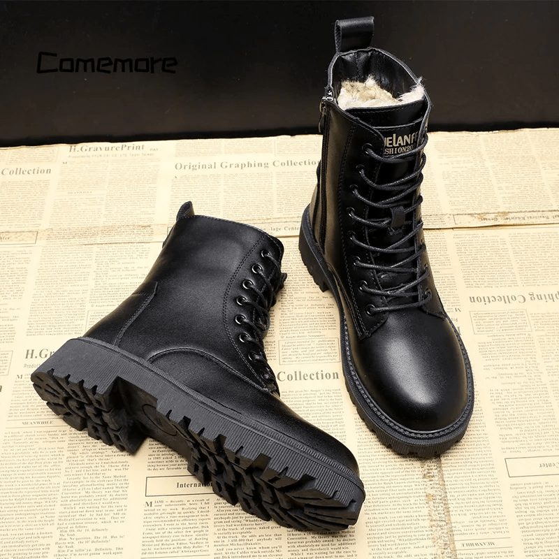 ADDISON™ | Black Vegan Leather Warm Boots