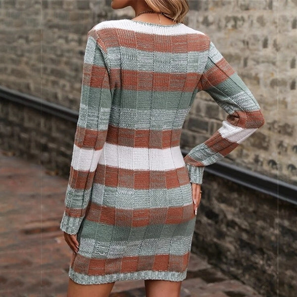 TRUDY™ | Warm Colorblock Winter Dress