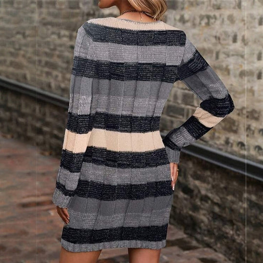 TRUDY™ | Warm Colorblock Winter Dress